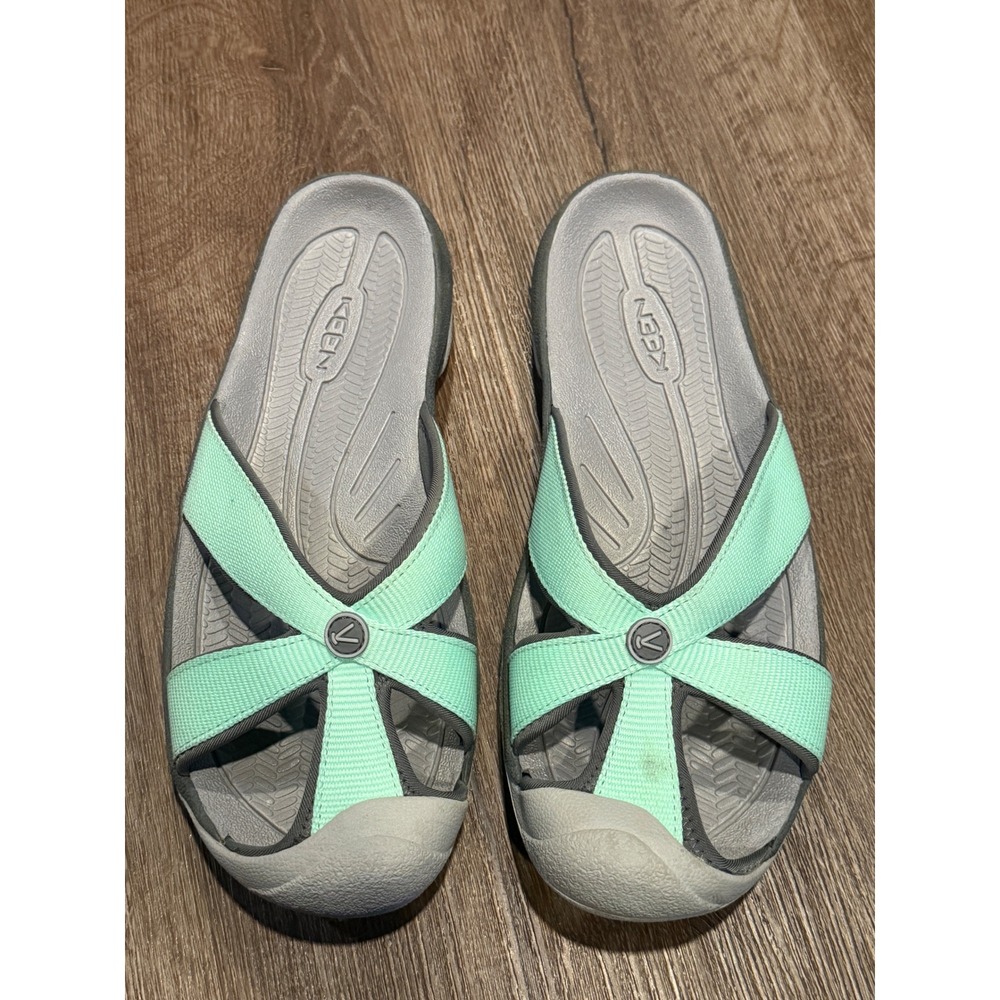 Keen Bali Mint Green Grey Slide Sandals Womens 11 Outdoor Comfort Shoes 1028166